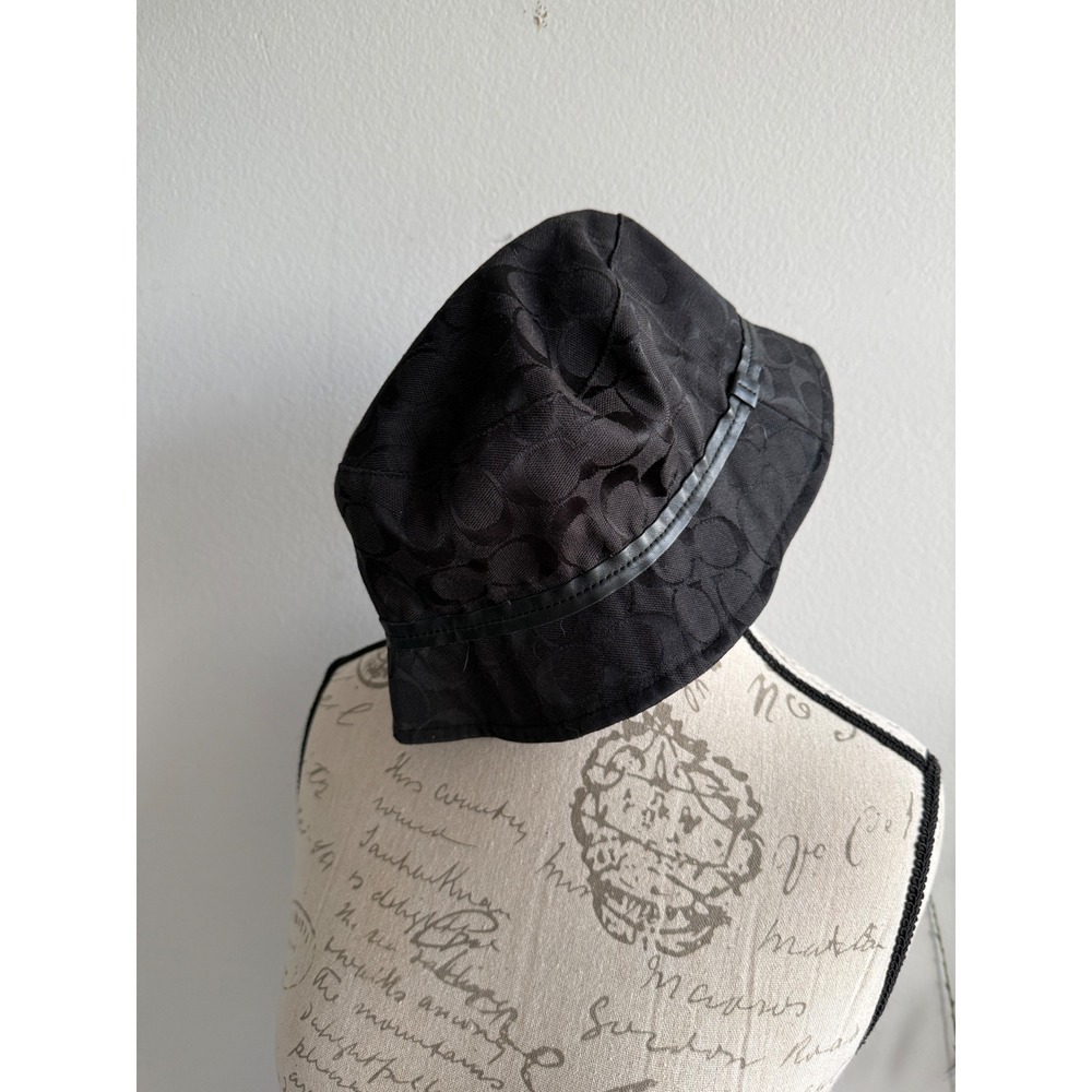 Coach Black Signature C Monogram Bucket Hat Size M/L Designer Streetwear